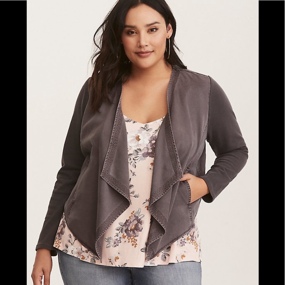 Gray drape front jacket NWOT